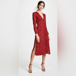 Rahi Red Leopard Crepe Midi Dress